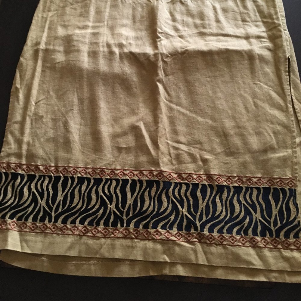 Linen mustard embroidery long skirt W18